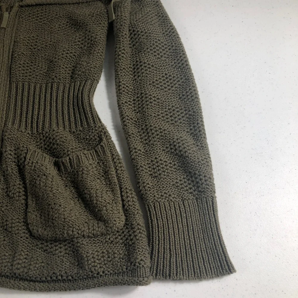 Eddie Bauer Womens Crochet Cardigan Green Lagenlook Cottagecore Cabincore Cozy - Picture 6 of 8